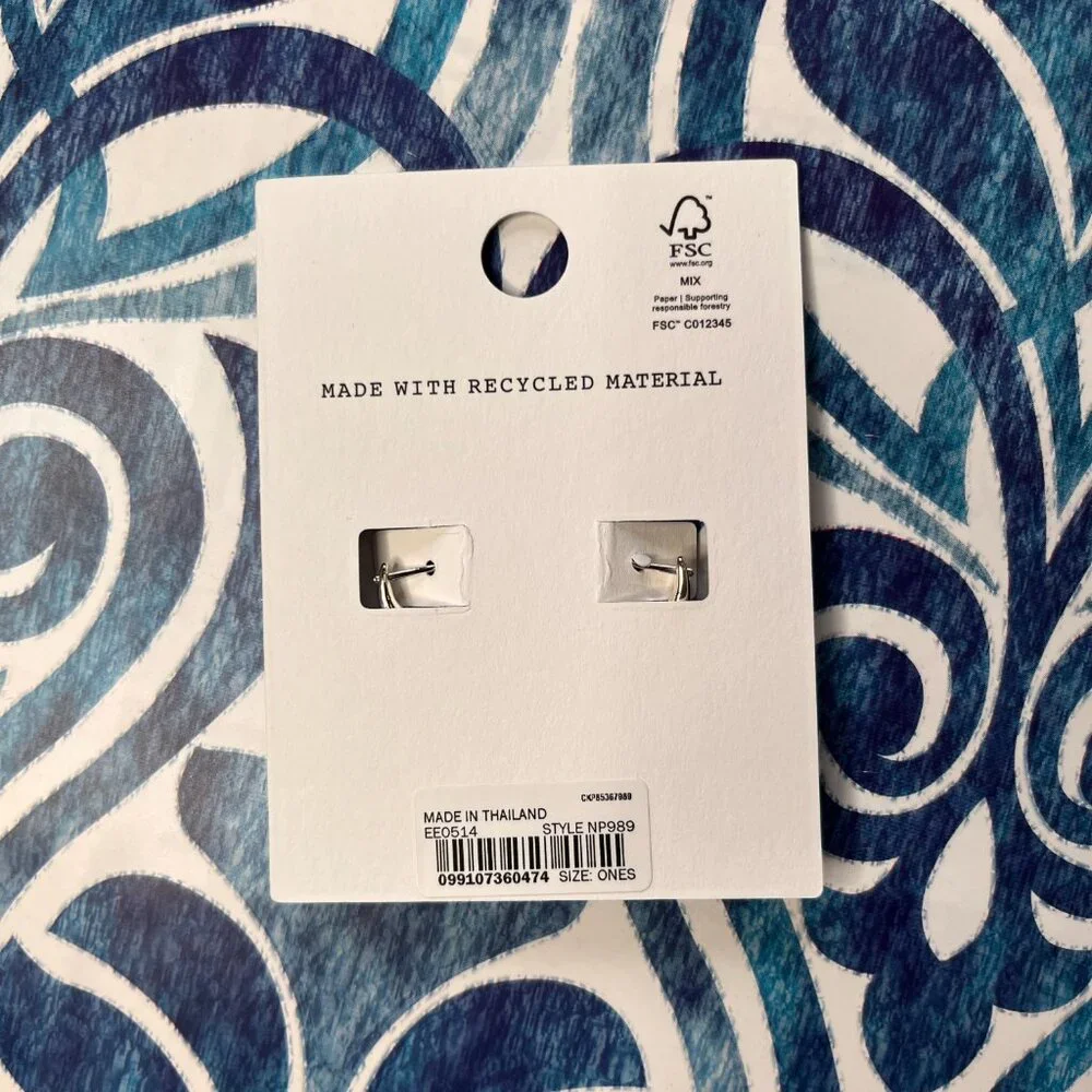 MADEWELL Demi-Fine Puffy Hoop Earrings $52.00 Sterling Silver np989 - Picture 4 of 5